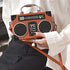 Vintage Radio Clutch Handbag Leather Top Handle Crossbody Shoulder Bag...