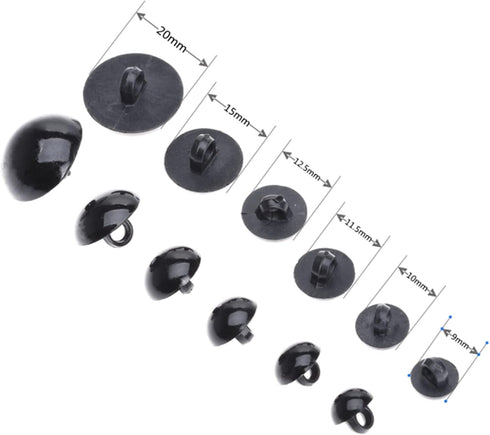 dophee 100Pcs Black Plastic Safety Eyes, DIY Craft Eyes Type Mushroom Domed Round Buttons Sewing Shank for Bear Amigurumi Crochet Puppet Plush Stu...