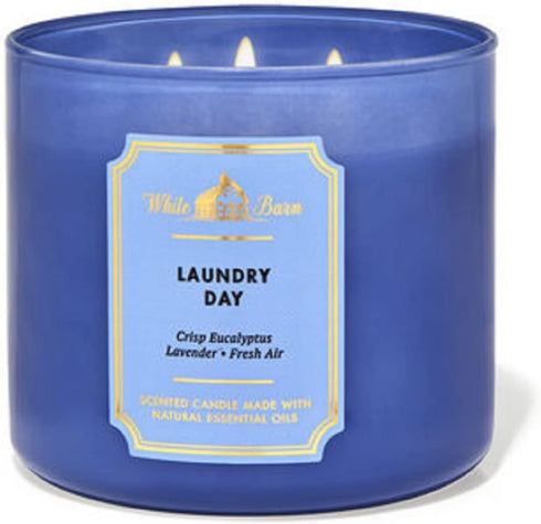 Bath & Body Works, White Barn 3-Wick Candle w/Essential Oils - 14.5 oz - New Core Scents! (Laundry Day)...