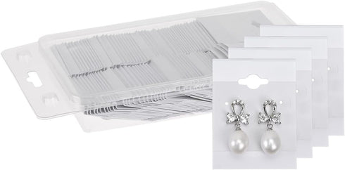 MOOCA 100 pieces of 1.5 x 2-inch plain white velvet hanging earring cards serve as earring holders and display cards for ear studs, hooks, clip ea...