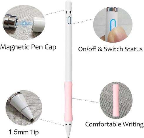 Stylus Pen for iPad, DOGAIN Stylus Pen for Touchscreen with Pink Grip, Digital Active Fine Point Pen for Drawing/Writing/Playing, iPad Pencil Comp...