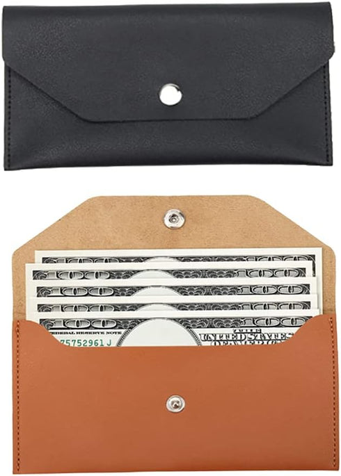 2 Pcs PU Leather Cash Envelopes Money Cash Wallet Bags Tickets Storage Bags Coin Check Bank Pouch Budget Envelope for Bill Planner...