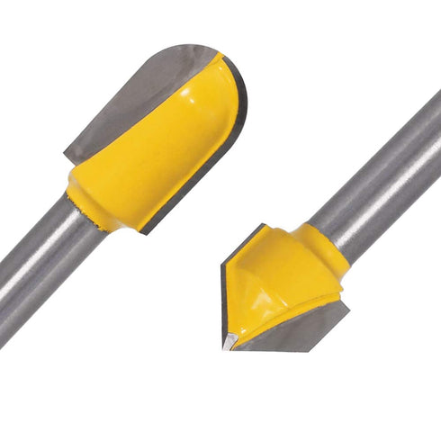 Yakamoz 6Pcs 1/4" Shank Carbide 90 Degree V-Groove and Round Nose Groove Router Bit Set 3D CNC Signmaking Lettering Engraving Cutter Woodworking C...