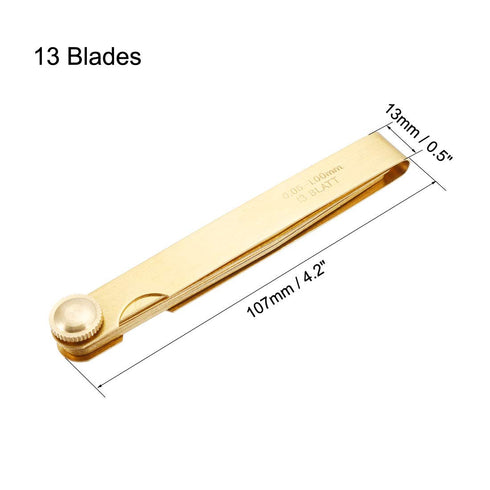 uxcell Metric Thickness Feeler Gauge 0.05-1mm 13 Blades Brass Measuring Tool for Width Gap...