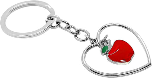 PHAETON 30PCS Teacher Appreciation Christmas Gifts Heart-shaped Ring Apple Charms Keychain for Teachers Coaches Tutors Principals Presents Teacher...