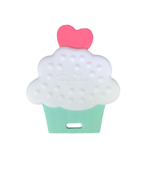 Cupcake Baby Teether - Infant Teether with Easy-to-Hold Design and Textured Back Side to Massage and Soothe Sore, Swollen Gums...