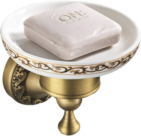 Leyden Shower Soap Dish, Antique Brass Dish Soap Holder Luxury Art Engraved Wall Mount Bathroom Hardware...