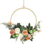 Floral Hoop Wreath Iron Artificial Rose Flower Wreath Artificial Flower Round Frame Garland for Front Door Wedding Party Nursery Decor - Orange...