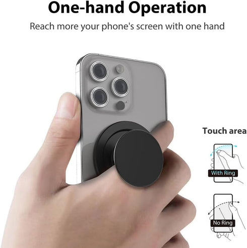 Magnetic Phone Grip for MagSafe, Phone Ring Holder Finger Kickstand Wireless Charging Compatible, Adjustable Magnet Phone Rings Gripper Stand for ...