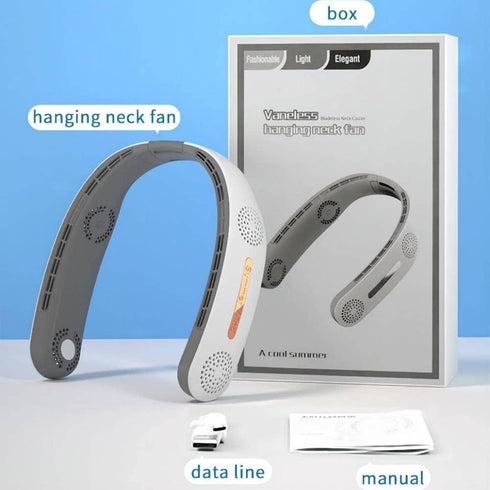 Portable Neck Fan Upgraded Bladeless 4 Turbo Fan The back of the neck is cool and does not sweat 4000mAh USB lazy fan no hair clip neck fan rechar...