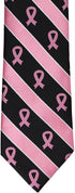tiemart Pink Ribbon Breast Cancer Awareness Striped Tie in Black...