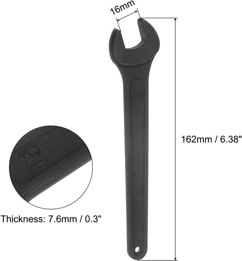 uxcell 16mm Single Open End Spanner, High Tensile Steel Single Open Wrench Hand Tool for Mechanical Automotive Repair, Black...