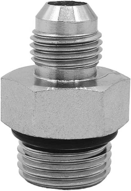 (2-PACK) 6400-06-08-O Hydraulic Hose Adapter Fitting 3/8" Male JIC 37° Flare (9/16"-18UNF) × 1/2" Male O-Ring Boss (3/4"-16UNF) SAE Straight Pipe ...