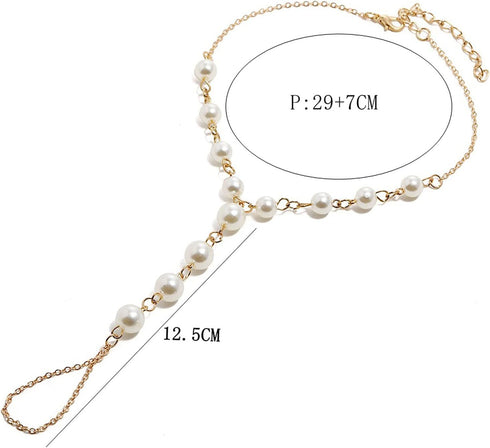 Boho Pearl Barefoot Sandals Ankle Gold Pearl Toe Ring Anklet Summer Beach Chain Bracelet Foot Ankle Chain Jewelry for Women...