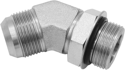 (2-PACK) 6802-06-06-NWO Hydraulic Hose Adapter Fitting 3/8"Male JIC 37°Flare(9/16-18 UNF) × 3/8"Male Adjustable Nut O-Ring Boss(9/16-18 UNF) 45° E...