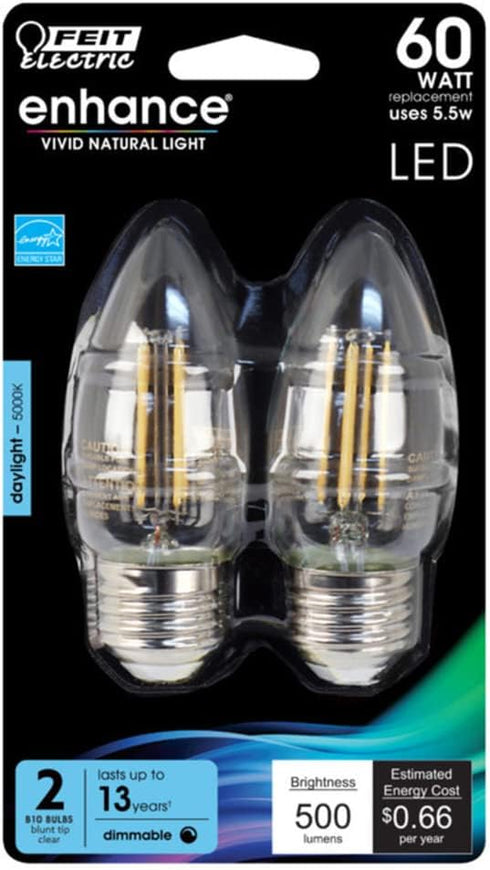 Feit Electric BPETC60950CAFIL/2/RP 60W EQ LED Light Bulb E26, 2 Bulbs...