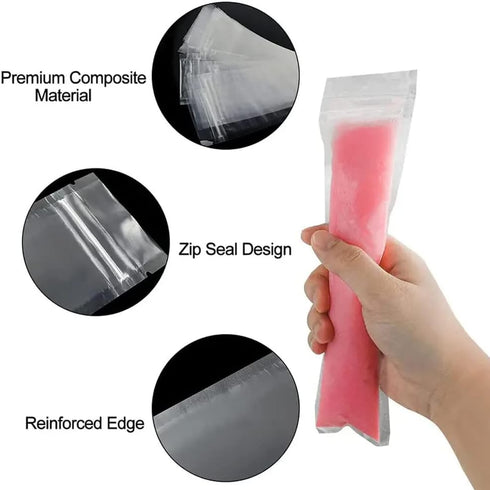 125 Disposable Ice Popsicle Mold Bags with funnel - BPA Free - Zip lock Freezer Tubes - For Healthy Snacks, Yogurt Sticks, Juice & Fruit Smoothies...