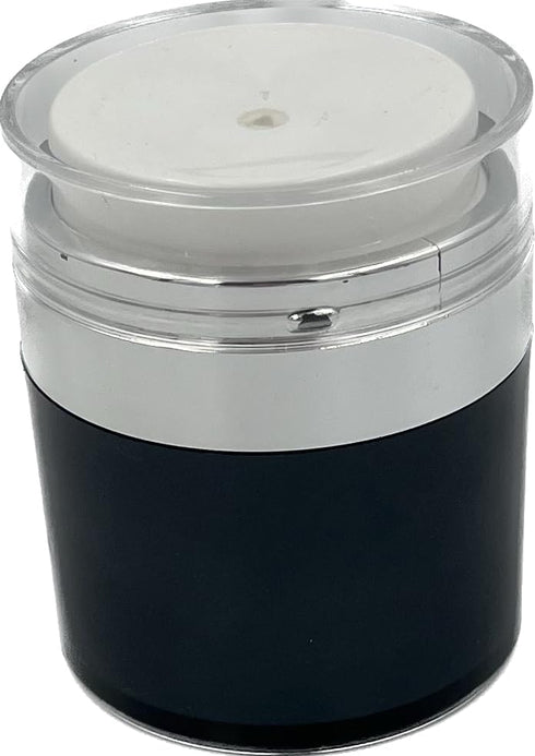 3-Pcs Modern Airless travel size cosmetic container- The finest Refillable Bottle for Creams, Gels, & Lotions- 0.5oz /1oz /1.7oz (black with silve...