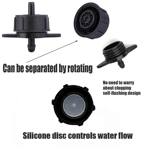 1/2 GPH Drip Irrigation Emitters, Pressure Compensating Steady Water Flow Drippers Dig Kit for 1/4 Inch Drip Irrigation Tubing, Garden Patio Lawn ...
