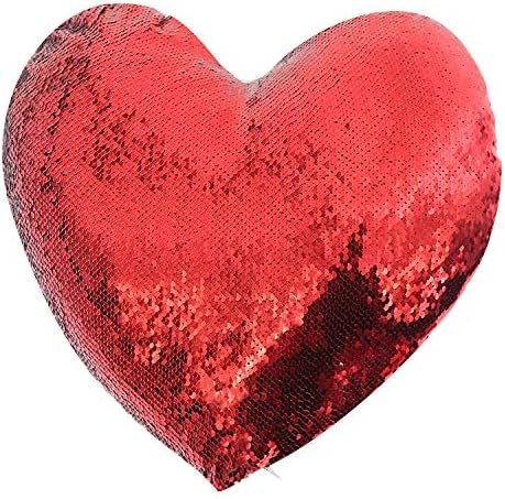 4 Pack Sublimation Blank Pillow Case Covers Heart 18inx14in Reversible Sequin Magic Swipe Pillow Cases Cushion Cover (Red)...