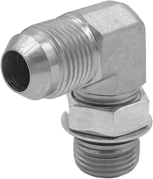 (2-PACK) 6801-04-04-NWO Hydraulic Hose Adapter Fitting 1/4" Male JIC 37° Flare (7/16-20 UNF) × 1/4" Male Adjustable Nut O-Ring Boss (7/16-20 UNF) ...