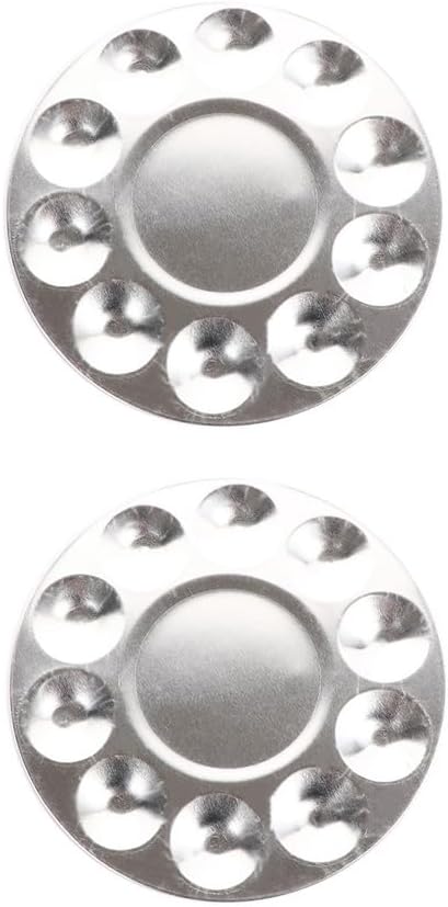 2PCS Paint Palette,Round Paint Palette Tray Metal Artist Watercolours Paint Mixing Palette Tray Paint Palette Tray for DIY Art Painting...