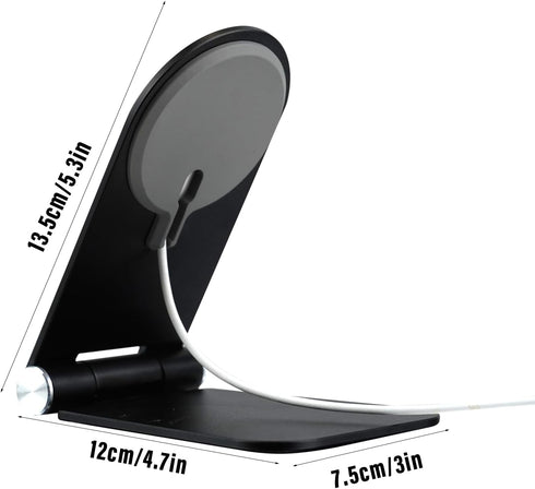Foldable Phone Stand for Magsafe Charger, Adjustable Angle Aluminum Desk Phone Holder Mount Compatible with Magsafe Charger for iPhone 15 14 13 12...