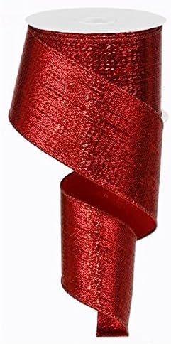 Red Wired Ribbon, Metallic Craft Supply, Handmade DIY Wreath Bow, 2.5 Inches x 10 Yard, Christmas Valentine, 4th of July, Wedding RG0140024...