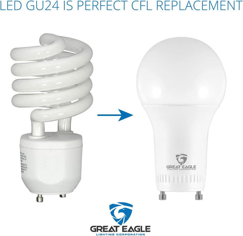 Great Eagle Lighting Corporation 40W GU24 LED Light Bulb, Dimmable, 2700K Warm White, UL, Twist-in 2 Prong (4-Pack)...