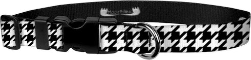 Dog Collar - Patterned Adjustable Pet Collars, - 1 Inch Wide, Medium, Houndstooth Black/White...