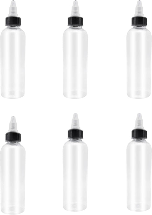 6 Pcs Dispensing Bottles, 4oz Plastic Boston Squeeze Bottles with Twist Top Cap...