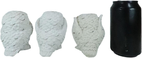 Ebros See Hear Speak No Evil Fat Baby White Owls Figurines Set of 3 Decor Wisdom of The Woods Nocturnal Snow Owl Bird Themed Chibi Owlets Collecti...