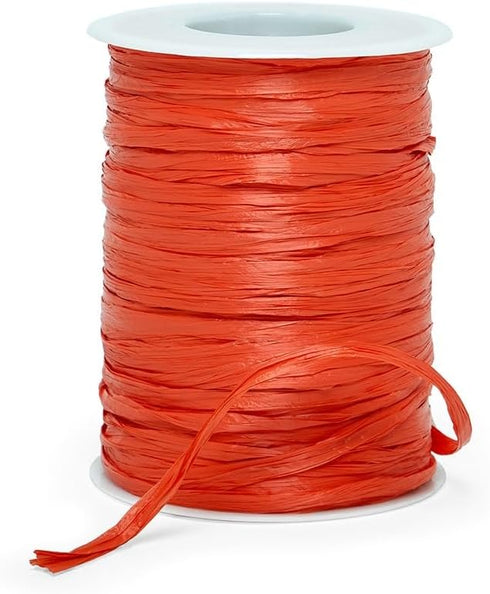 Paper Mart Orange Raffia Ribbon, Matte Finish, 1/4 Inch Wide, 100 Yard Craft Ribbon Roll...