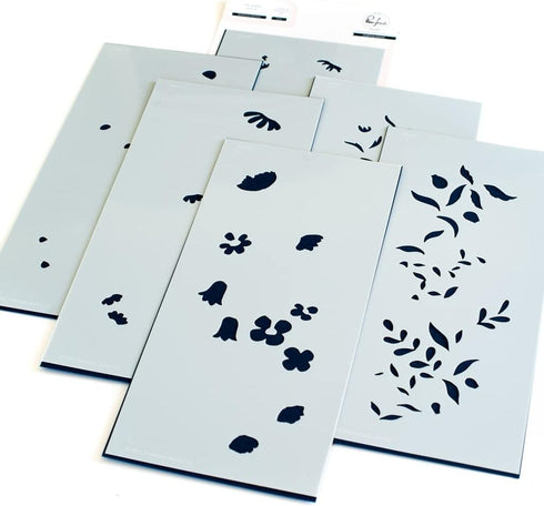 PINKFRESH STUDIO STENCIL 4X9 6/PKG, Wildflower Slimline Layering...