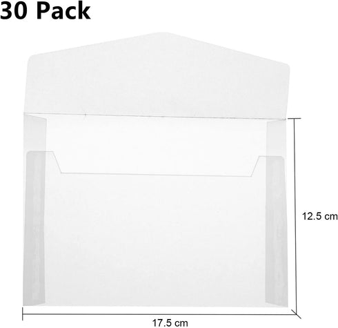 30Pack White A7 Envelopes Invitation Envelopes Glassine Paper Envelopes 5x7 Invitation Envelopes Vellum Envelopes Greeting Card Envelopes Mini Fil...