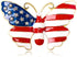 Butterfly USA Flag Brooch Pin for Women Gold Tone Fashion Rhinestone Star Blue Red Enamel 4th of July American Patriotic Medal Brooches Dress Acce...