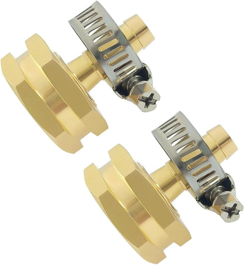 Hooshing 3/8" Barb x 3/4" GHT Female Garden Hose Swivel Adapter Heavy Duty Brass Hose Connectors with Stainless Clamps for Watering System Outdoor...