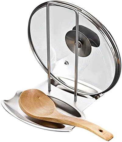 Yiffee Storage Rack (Stainless Steel), Kitchen Utensil Storage Rack, Spoon Rest, Lid Holder, 7.8x6.1x7.8 inches, 0.5 lb, Rust Resistant, Dishwashe...