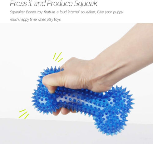 Squeaky Dog Toy Bone Shape, TPR Bouncy Ball, Teeth Cleaning, Length 16.0cm, for Medium to Medium-Large Sized Dogs,Random Color – Pack of 3...