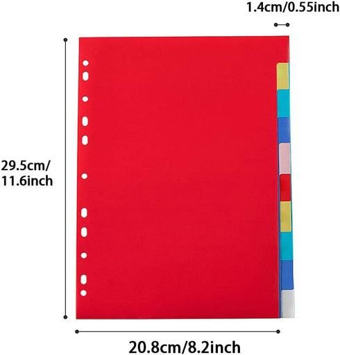 12 Tab Binder Dividers 3 Ring Plastic Binder Dividers with Tabs, Multicolor Notebook Dividers for 2/3/4/11 Ring Binders, Letter Size (8.2×11.6 Inc...