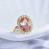 Hsitgexf Huge Oval Shaped CZ Cubic Zircon Wedding Party Statement Champagne Ring Engagement Inspired Cocktails Morganite Yellow Gold Plated Ring f...