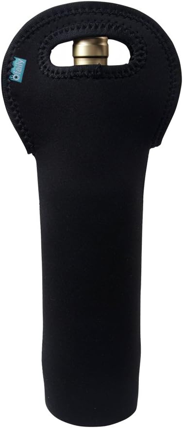 Wine Carrier, OFEILY Durable Neoprene Single Bottle Wine Tote Bag/Beer/Cans/champagne/Water or Drink Bottle Bag(1-Bottle, Black)...