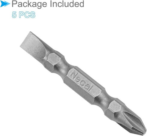 Phillips-Slotted Double Ended Screwdriver Bit, 50mm Long PH2/SL6 1/4 Inch Hex Shank, S2 Magnetic - (Applications: for Power Tool), 5-Pieces...