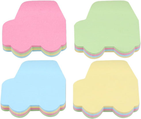 4PCS Car Shaped Sticky Notes, Colored Sticky Notes Car Pink Blue Green Yellow Cute Fun Cool Self-Adhesive Note for Kids School Classroom Office Co...