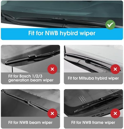 ASLAM Wiper Blade Refills 8.5mm for 16" Hybrid Windshield Wipers(Set of 2)...