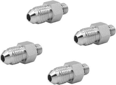 (4-PACK) 6400-04-02-O Hydraulic Hose Adapter Fitting 1/4" Male JIC 37° Flare (7/16"-20UNF) × 1/8" Male O-Ring Boss (5/16"-24UNF) SAE Straight Pipe...