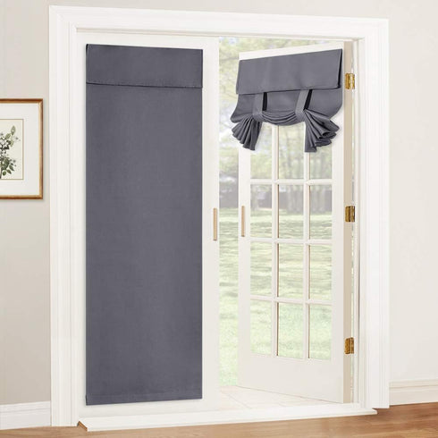 RYB HOME French Door Curtain - Privacy Thermal Insulated Door Window Curtain for Patio Front Tricia Sidelight Panel, W26 x L69 inch, 1 Panel, Gray...