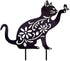 Cat Hollow Silhouette Stakes Iron Art Pile Plug-in Posts Standing Statue Garden Decoration Ornaments for Yard Lawn...