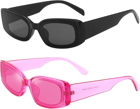 Dollger Rectangle Sunglasses for Women Men Retro Chunky Y2K Sunglasses Rectangular 90s 00s sunglasses Pink...