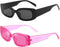 Dollger Rectangle Sunglasses for Women Men Retro Chunky Y2K Sunglasses Rectangular 90s 00s sunglasses Pink...